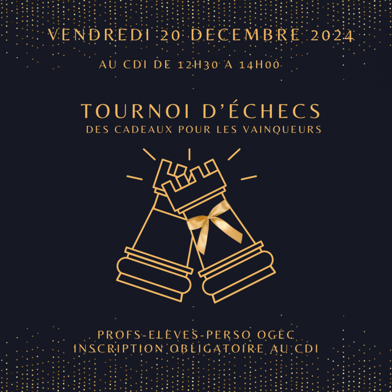 Publication Instagram Vœux Célébration Fêtes Noël Club échecs élégant Illustré Doré Noir - 1